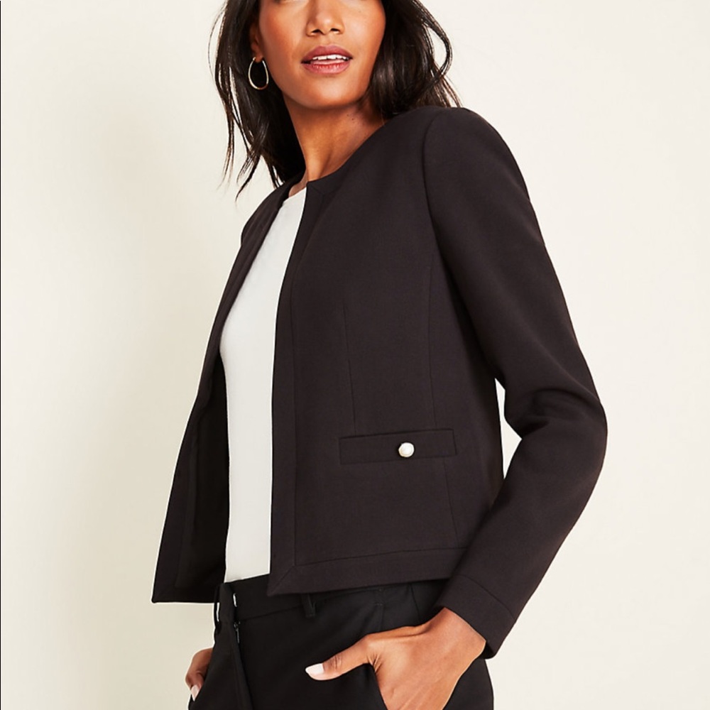 Ann Taylor Pearl Button Short Jacket Doubleweave 517229